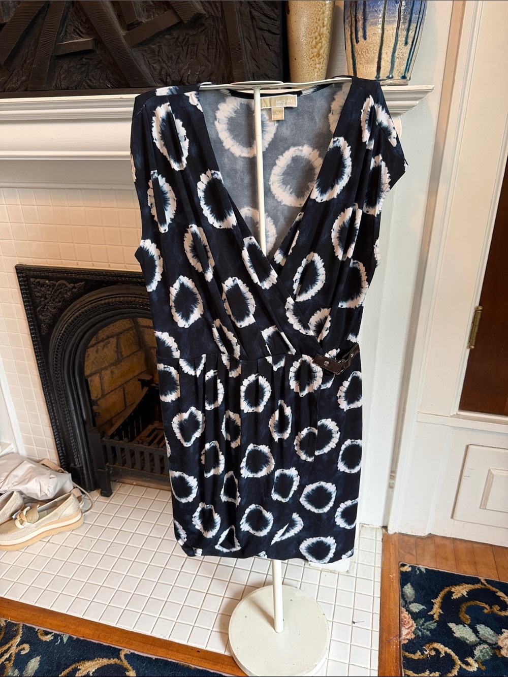 Michael Kors Tie Dye style Dress with White Circular Print- worn about 5-6 times